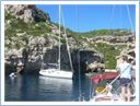 Anchoring at Stiniva bay